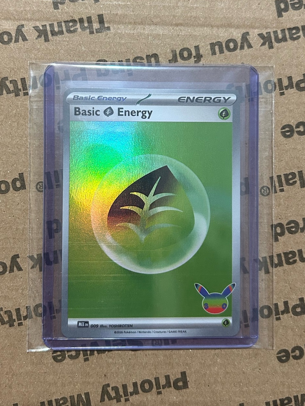 Holo Basic Leaf 🍃 Energy Card No. 009 • 30th Celebration Pokemon TCG